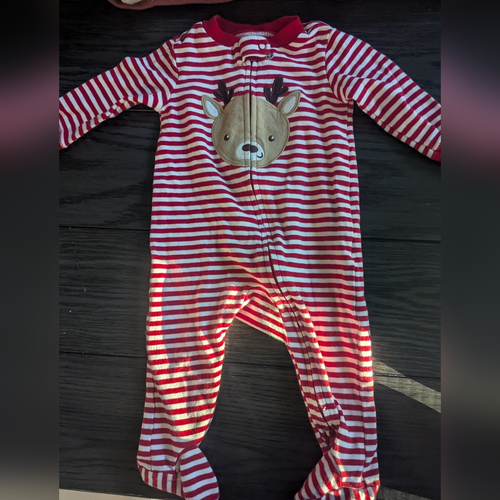 6 month Baby Christmas Reindeer Pajama Onesie